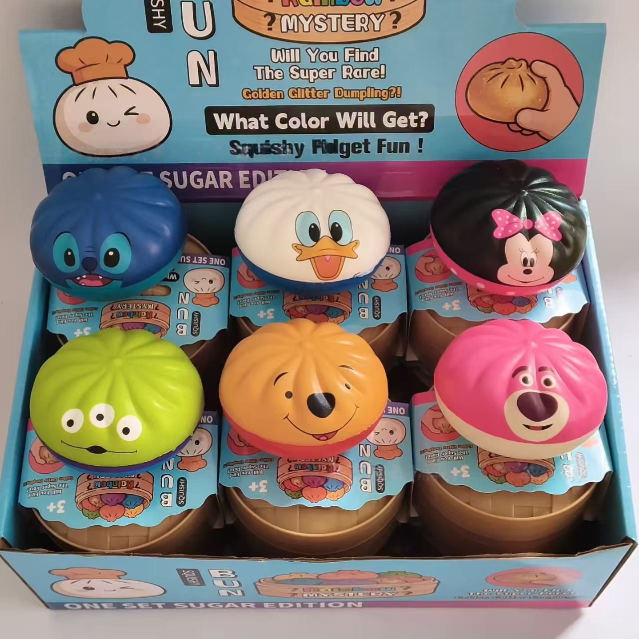 Cartoon Mystery Squishy Dumpling Realistic Steamed Bun Stress Relief Squeeze Toy: Cartoon with steamer / 1 pc(shipped at random)