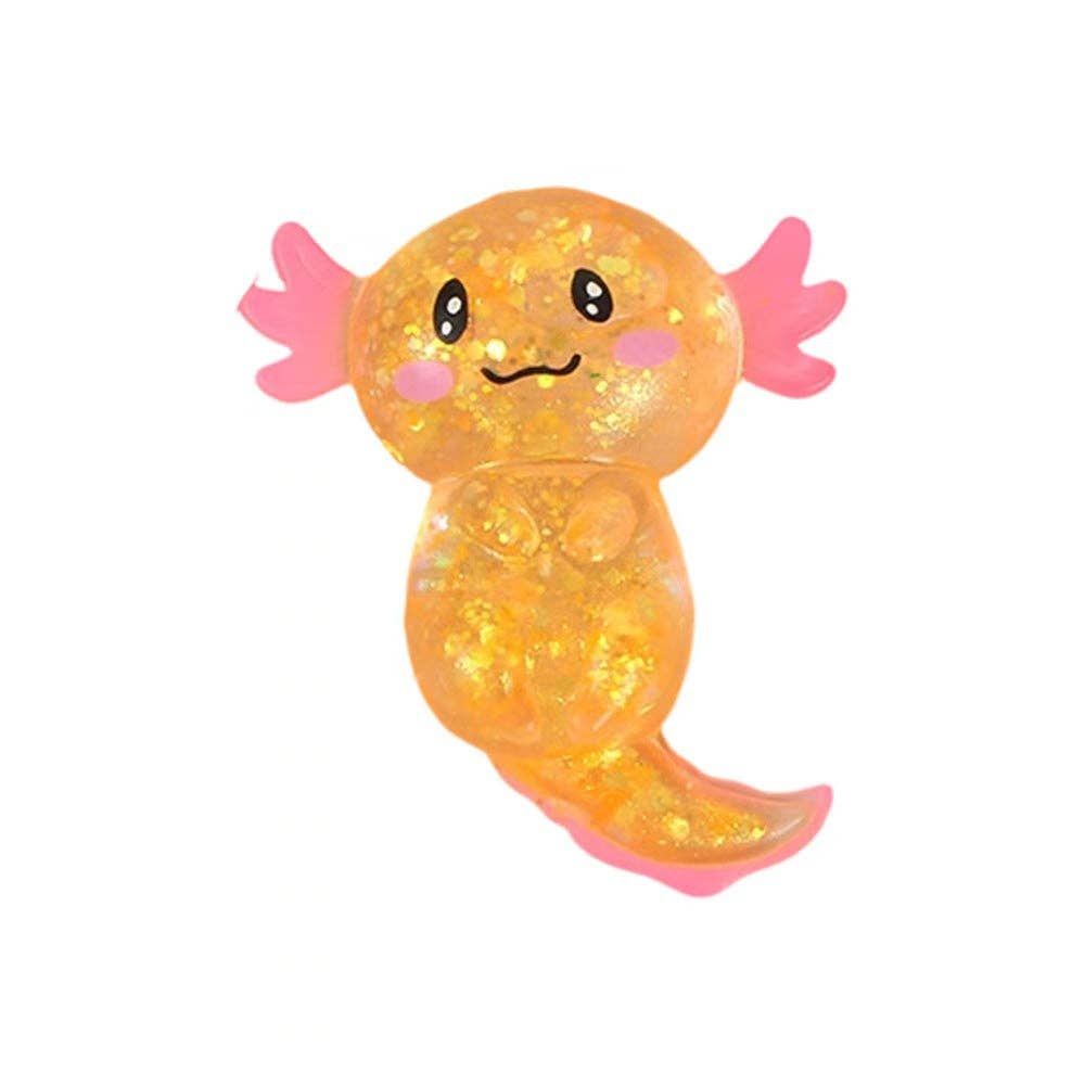 Salamander Squishy Toy with Gold Glitter Stress Relief Squeeze Toy: Green