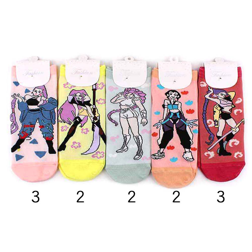 12Pairs - Kpop Demon Hunters HUNTRIX Character Printed Ankle Socks