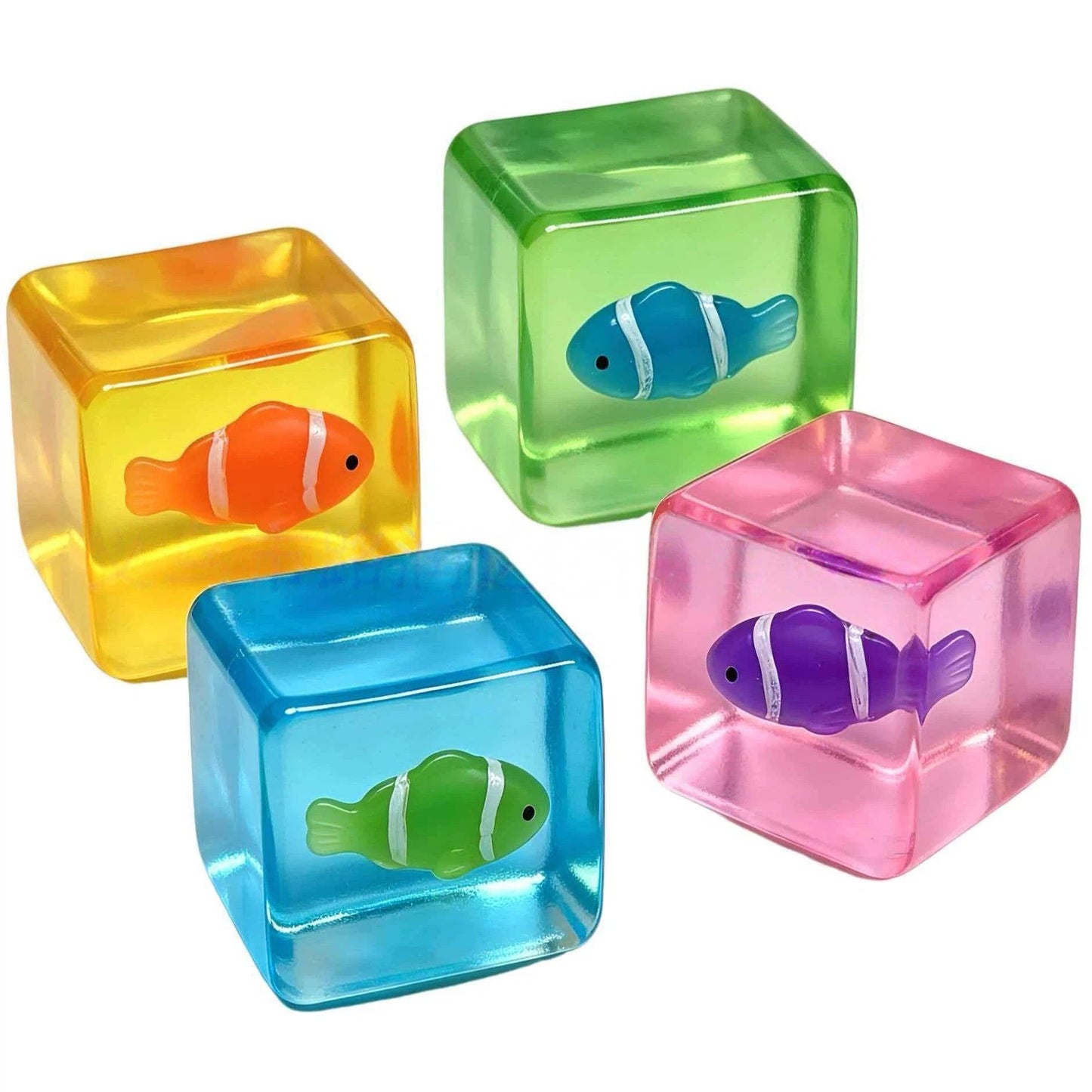 Glow-in-the-Dark Clownfish Ice Cube Squishy Slow Rising Stress Toy: Clear
