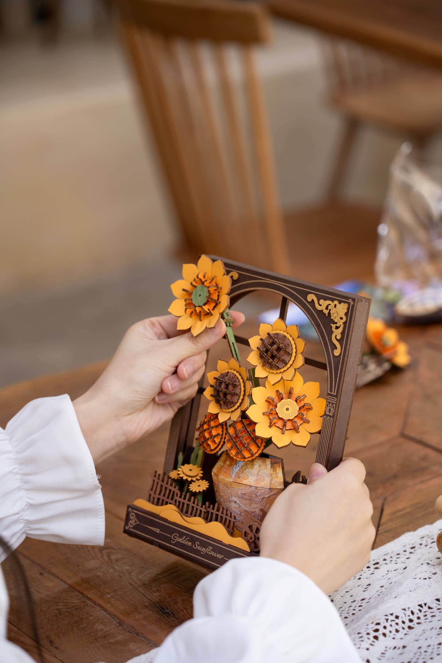 3D Wooden Puzzle: Golden Sunflower