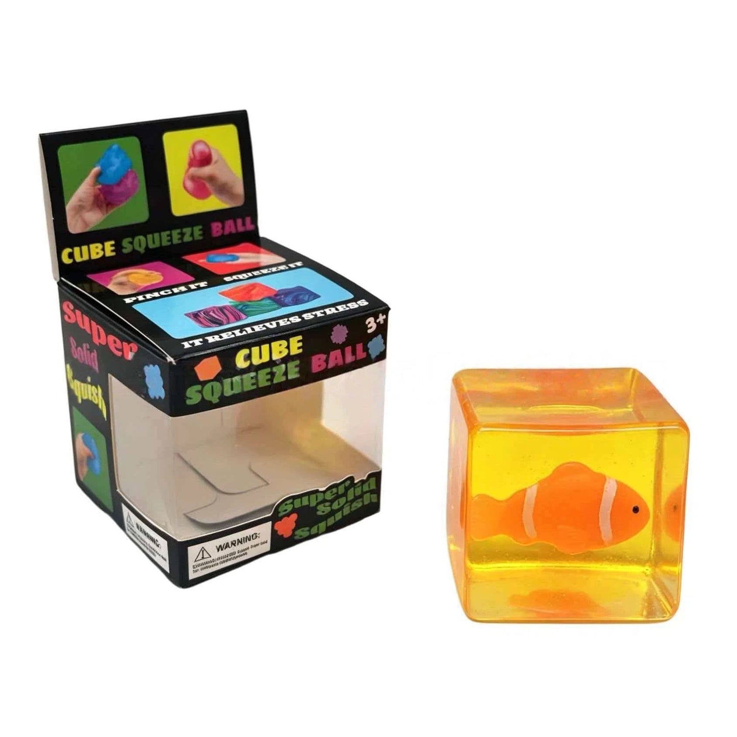 Glow-in-the-Dark Clownfish Ice Cube Squishy Slow Rising Stress Toy: Orange