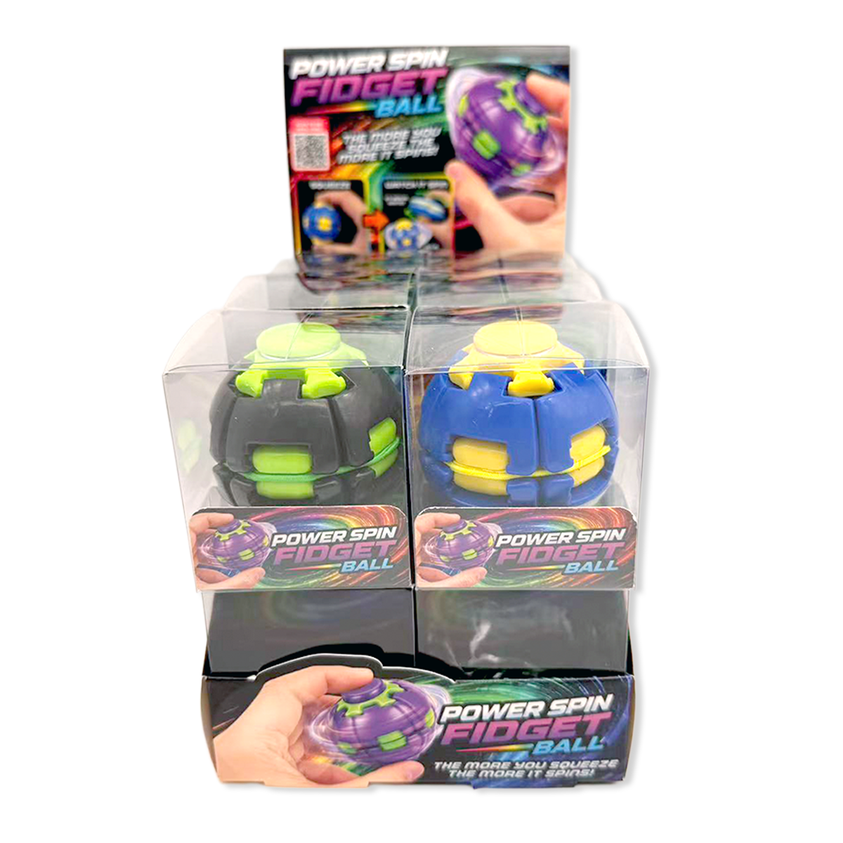Power Spin Squeeze Fidget Ball Toy Variety - 12/Display: Wholesale Price