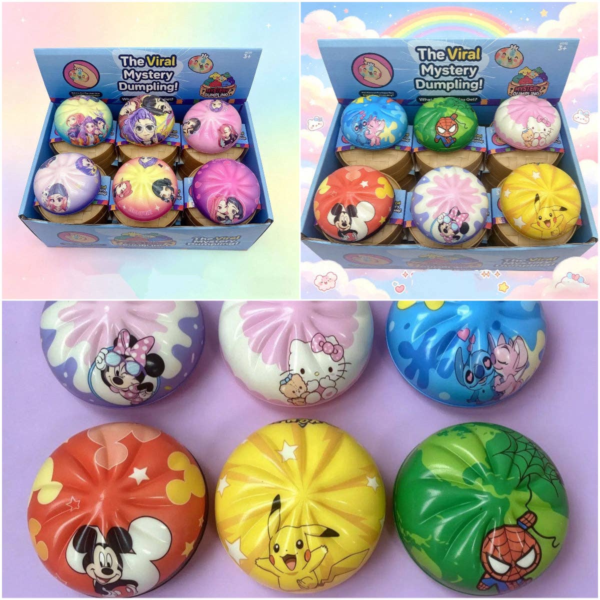 Cartoon Kpop Demon Hunter Mystery Squishy Dumpling Realistic Steamed Bun Stress Relief Squeeze Toy: Demon Hunter & steamer / 1 pc(shipped at random)