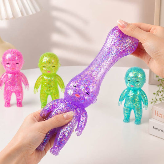 12PCS - Glittered Figure Doll Squeeze Stress Relief Toy