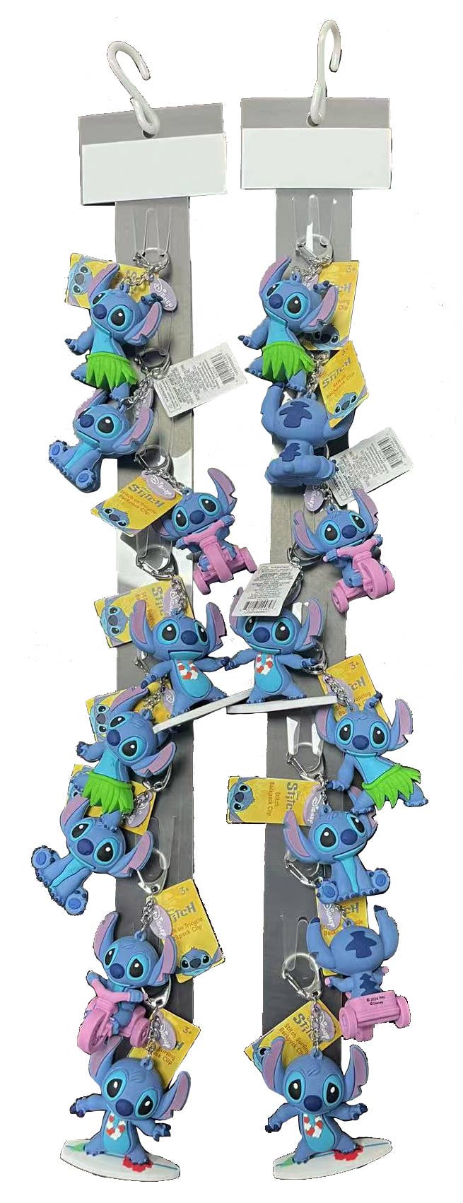 Disney Stitch Backpack Clip 4-stlyes 16pc Clip Strip