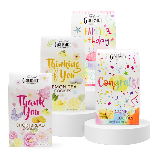 Sentiment Cookies - Shortbread, Lemon, Choc Chip, & Confetti: Assorted - 3 of Each