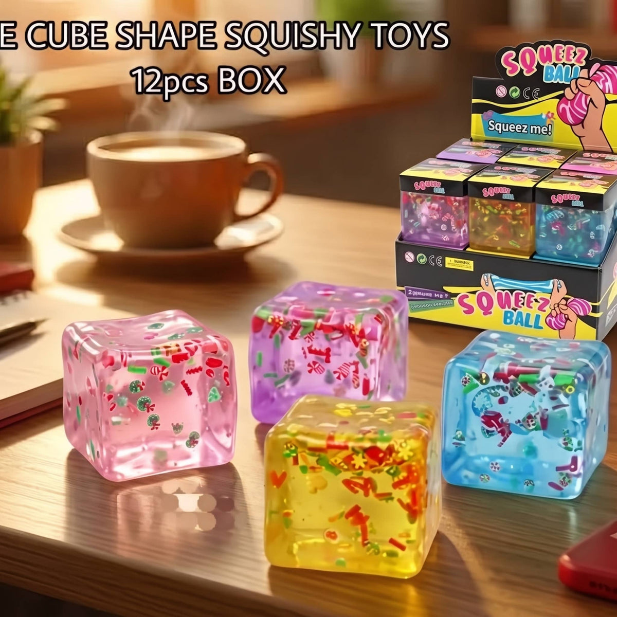 Christmas Confetti Cube Maltose Squishy Sensory Fidget Toy