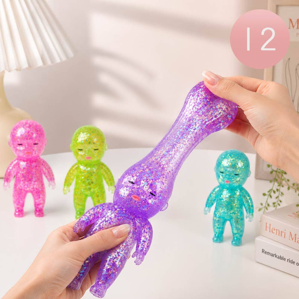 12PCS - Glittered Figure Doll Squeeze Stress Relief Toy