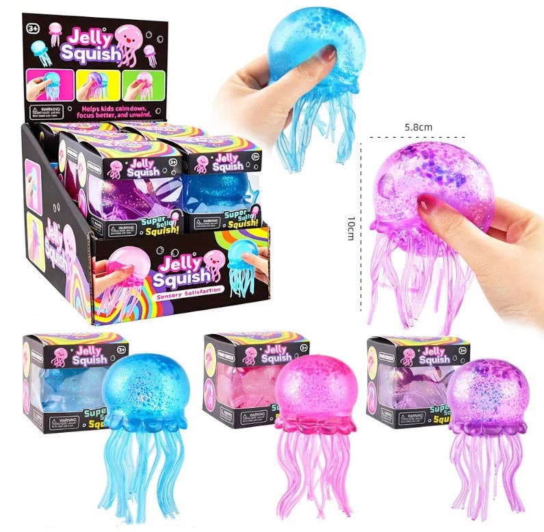 Glitter Jellyfish Toy Slow Rising Stress Relief Squeeze Toy Boxed Set: Jellyfish / 1 box(12pcs)