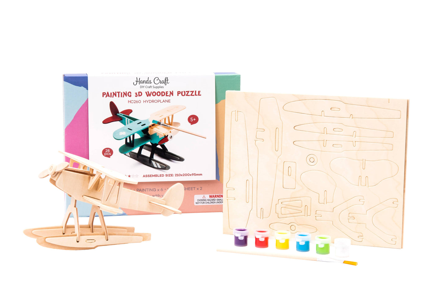 3D Wooden Puzzle with Paint Kit: Hydroplane