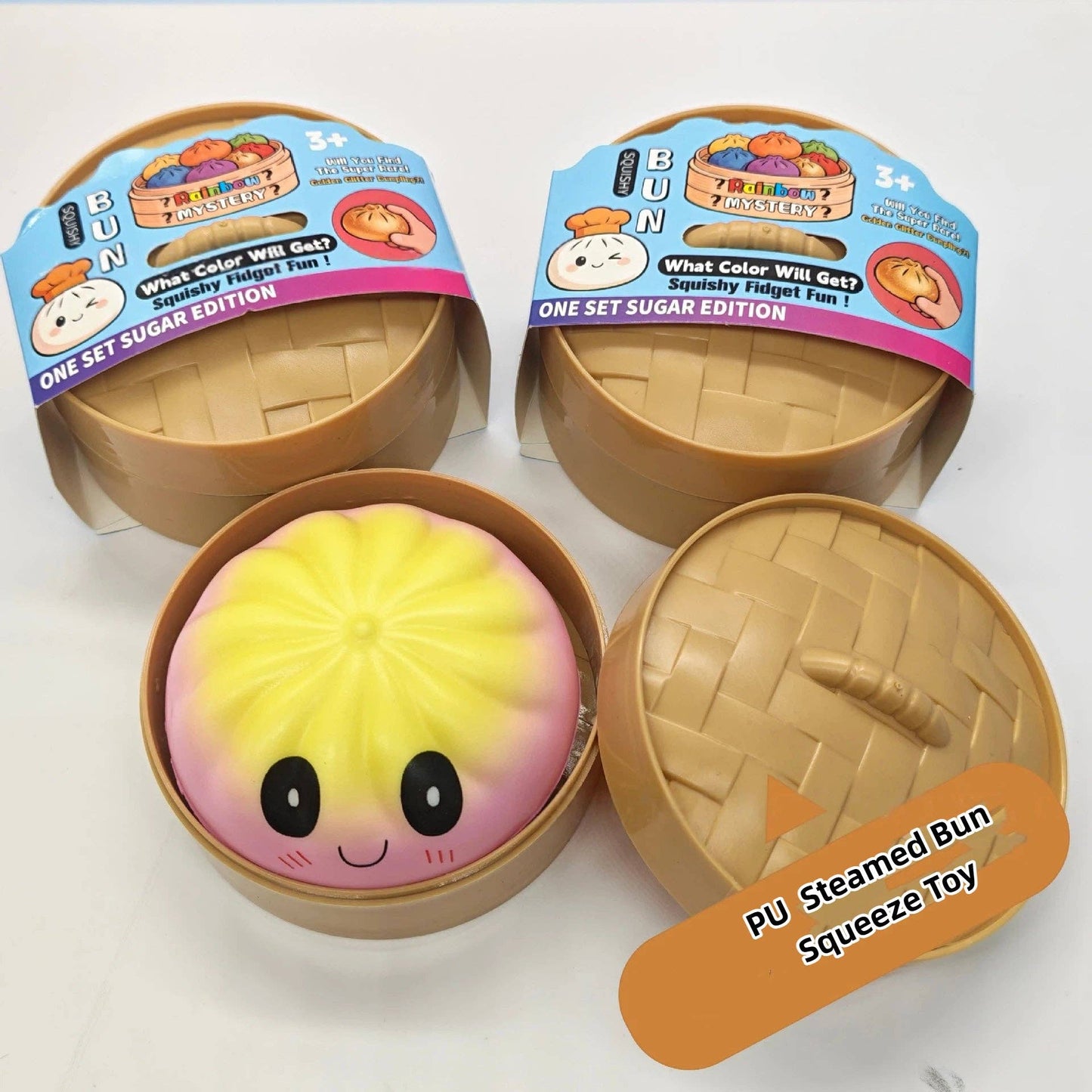 Cartoon Mystery Squishy Dumpling Realistic Steamed Bun Stress Relief Squeeze Toy: Cartoon with steamer / 1 pc(shipped at random)