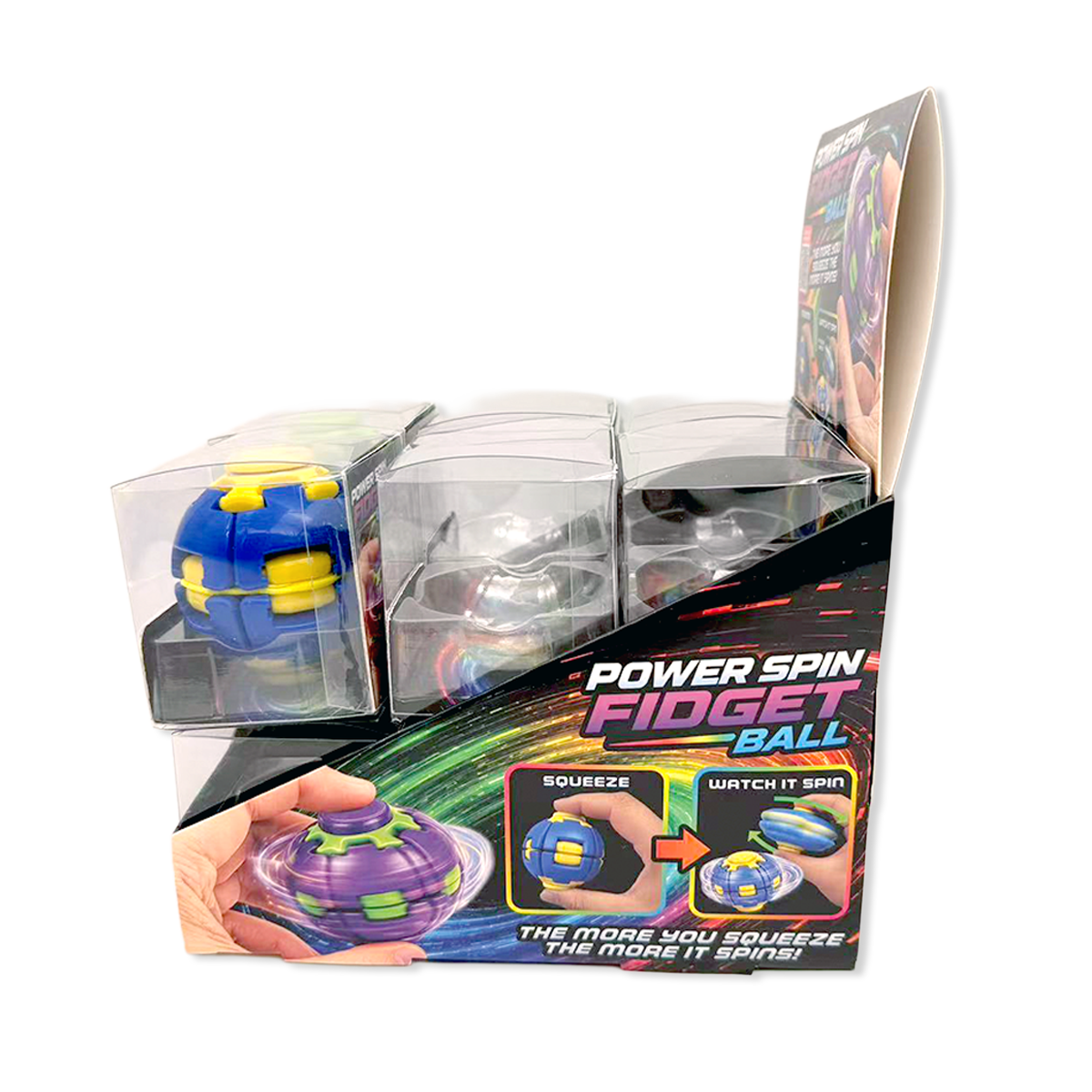Power Spin Squeeze Fidget Ball Toy Variety - 12/Display: Wholesale Price
