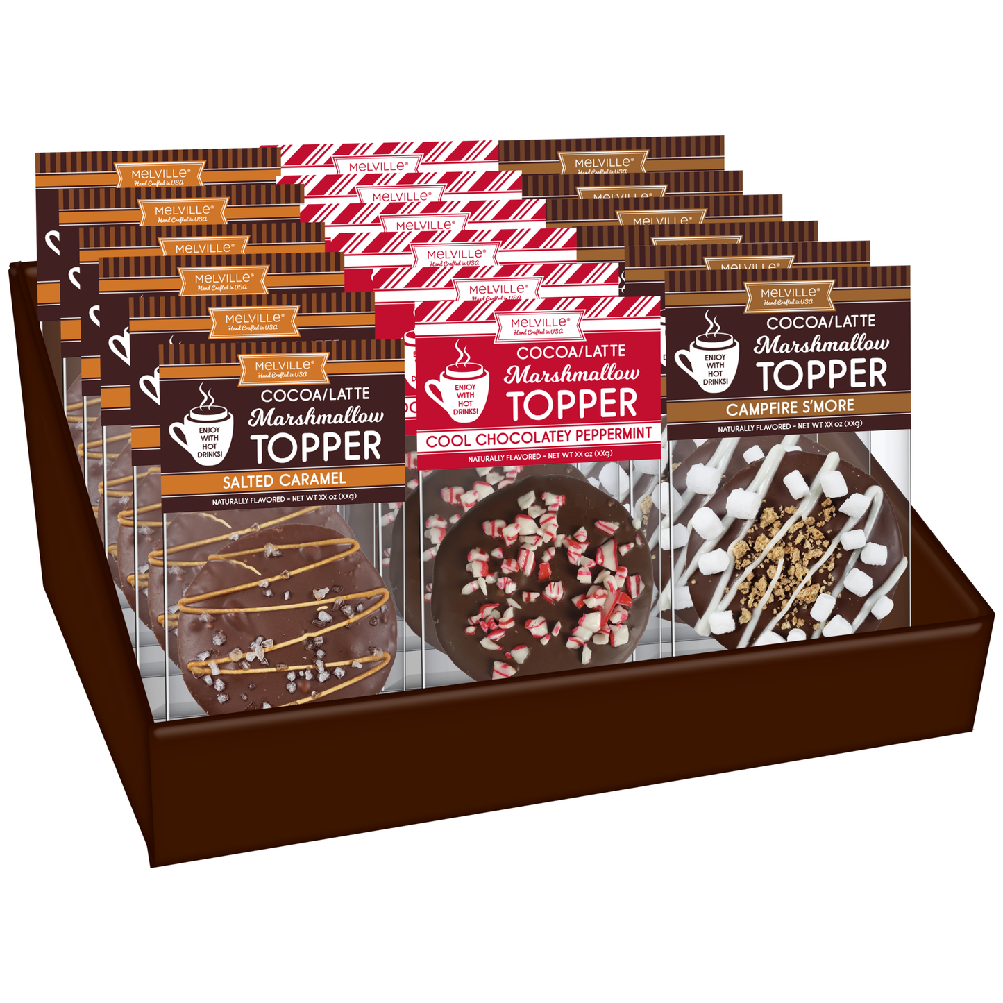 Chocolatey-Dipped Marshmallow Toppers - Assorted: 18 pack with display