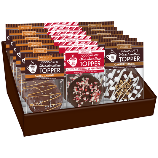 Chocolatey-Dipped Marshmallow Toppers - Assorted: 18 pack with display