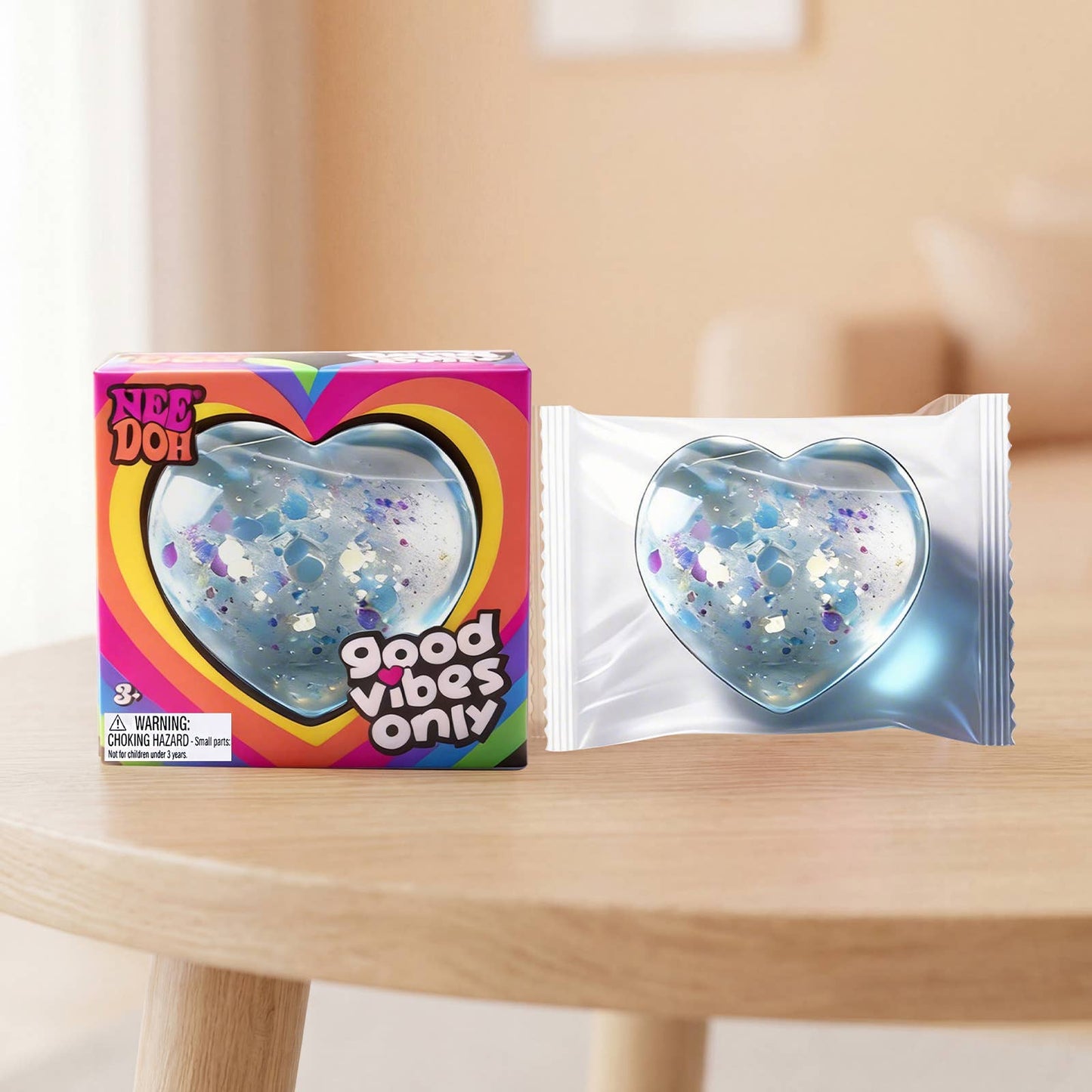 Glitter Heart Squish Stress Relief Fidget Toy: Purple / One Size