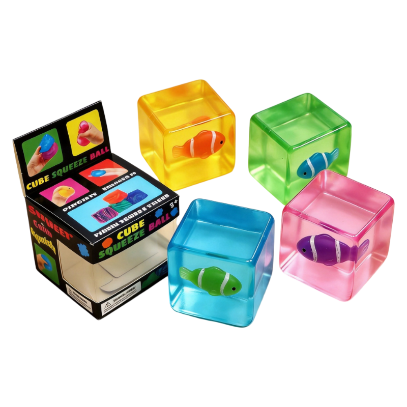 Glow-in-the-Dark Clownfish Ice Cube Squishy Slow Rising Stress Toy: Green