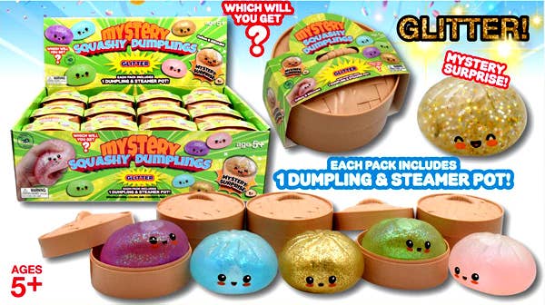 Mystery Squashy 4" Happy Face Glitter Dumplings