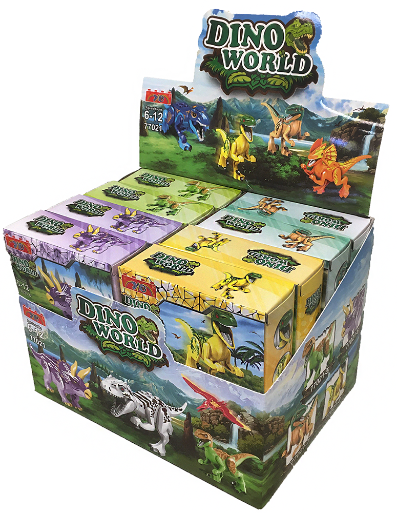 Dinosaur Brick Kits Display Box (16 kits, x2 of each): Display of 16 Assorted