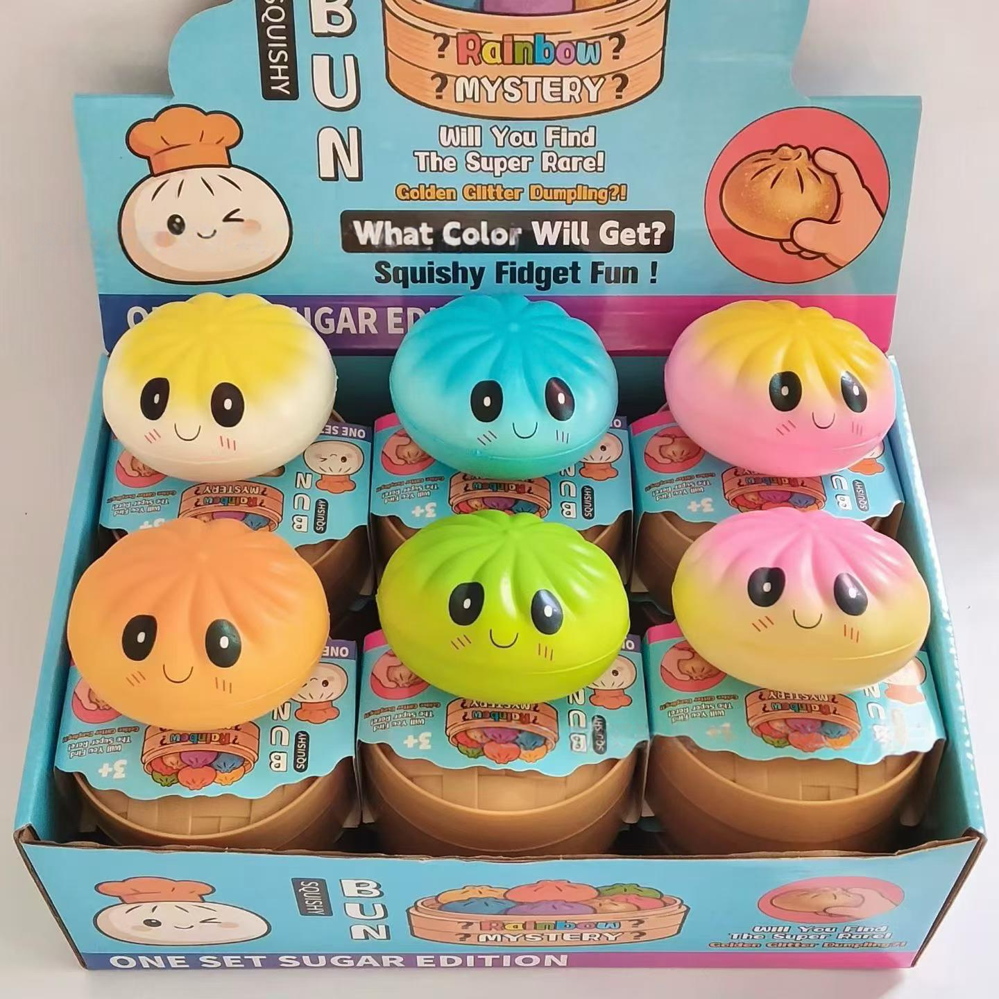 Cartoon Mystery Squishy Dumpling Realistic Steamed Bun Stress Relief Squeeze Toy: Cartoon with steamer / 1 pc(shipped at random)