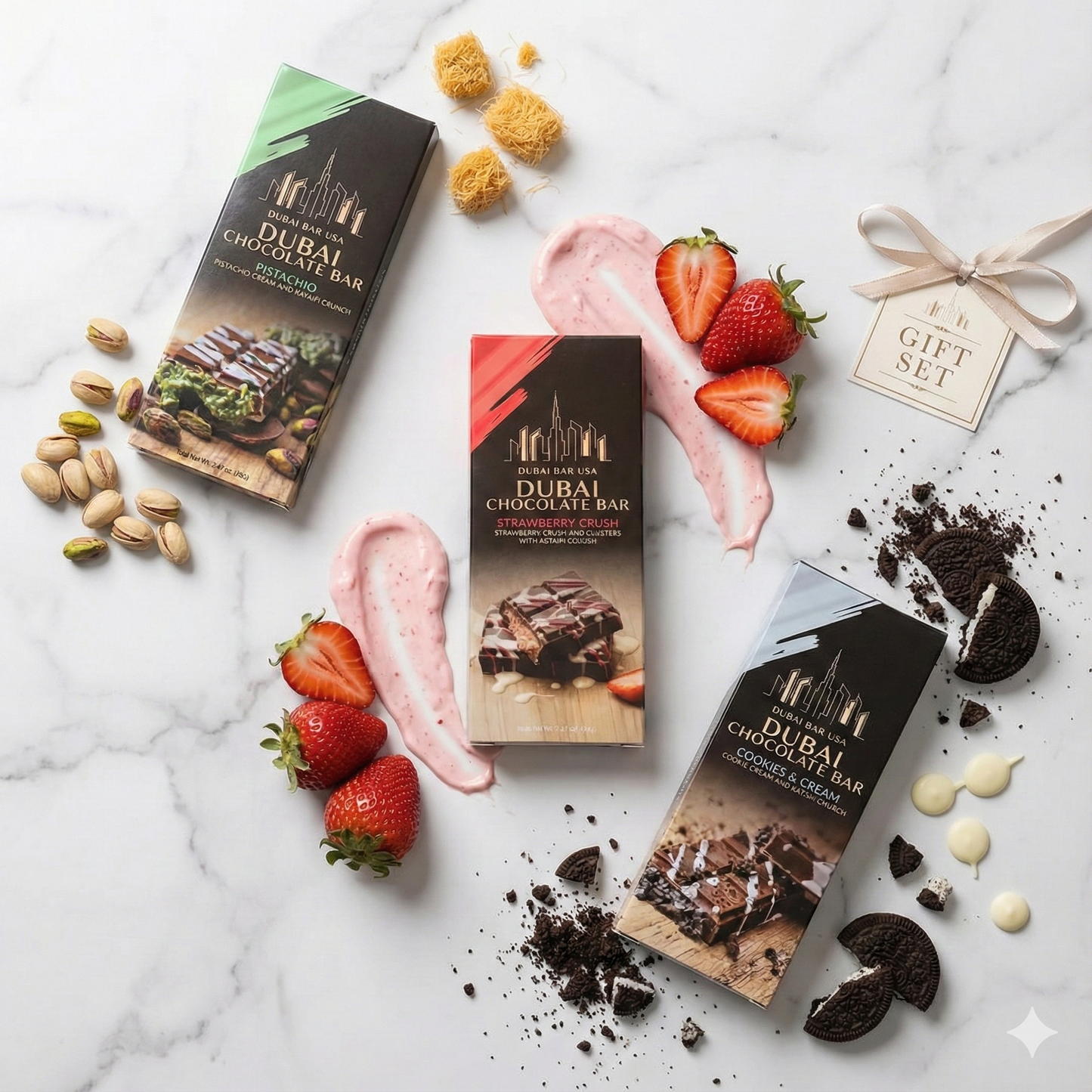 Dubai Bar Mixed Flavor Display Pack, 24 Bars