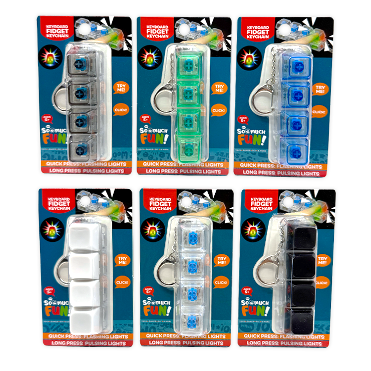 So Much Fun! Keyboard Fidget LED Keychain - 12/Display: Wholesale Price