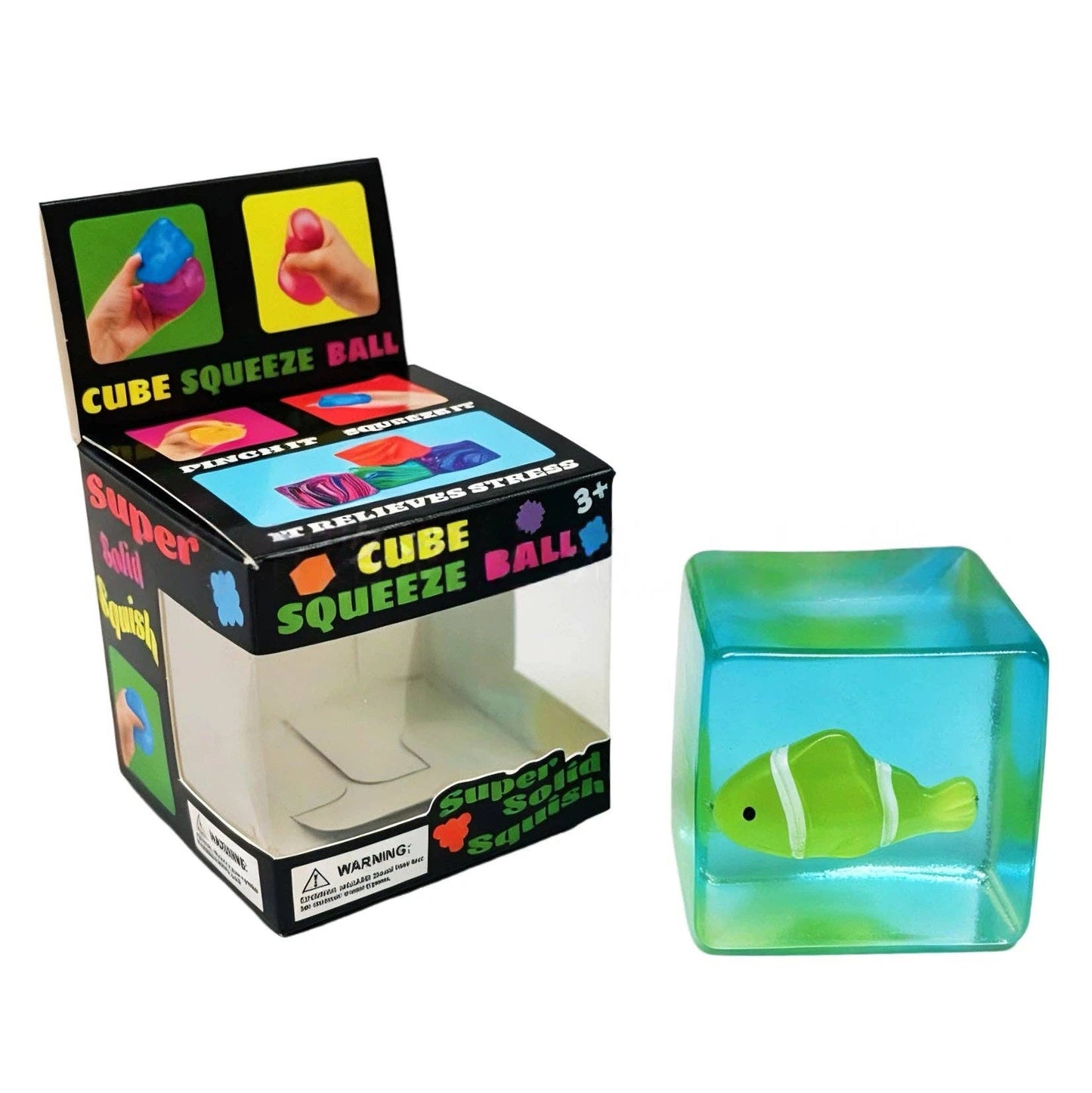Glow-in-the-Dark Clownfish Ice Cube Squishy Slow Rising Stress Toy: Pink