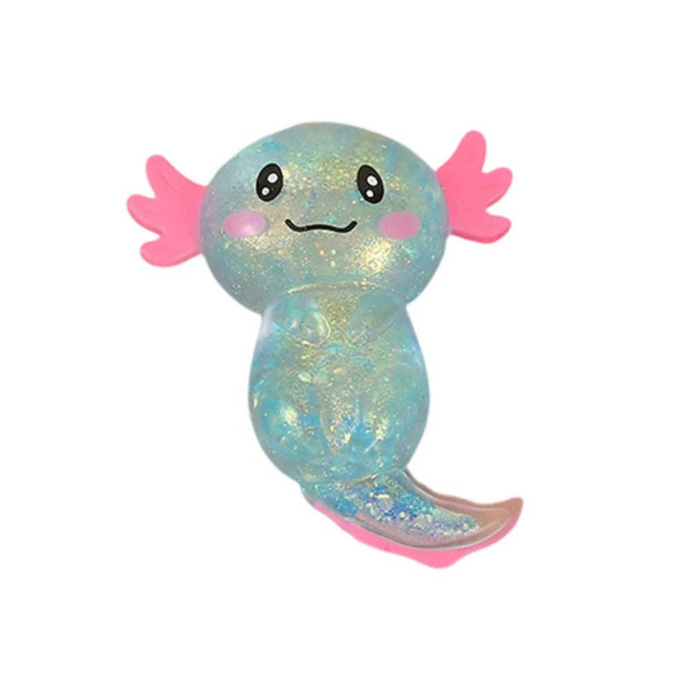 Salamander Squishy Toy with Gold Glitter Stress Relief Squeeze Toy: Blue