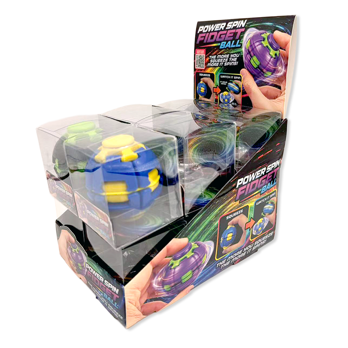 Power Spin Squeeze Fidget Ball Toy Variety - 12/Display: Wholesale Price