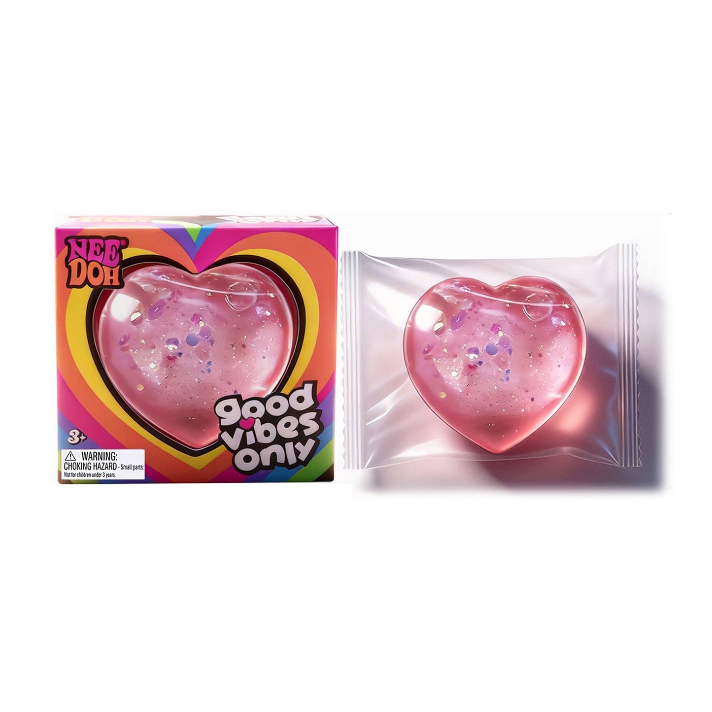 Glitter Heart Squish Stress Relief Fidget Toy: Purple / One Size