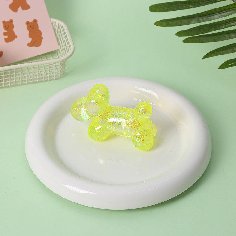 Balloon Dog Squishy Slow Rising Stress Relief Squeeze Toy: Yellow glitter / 1 pc