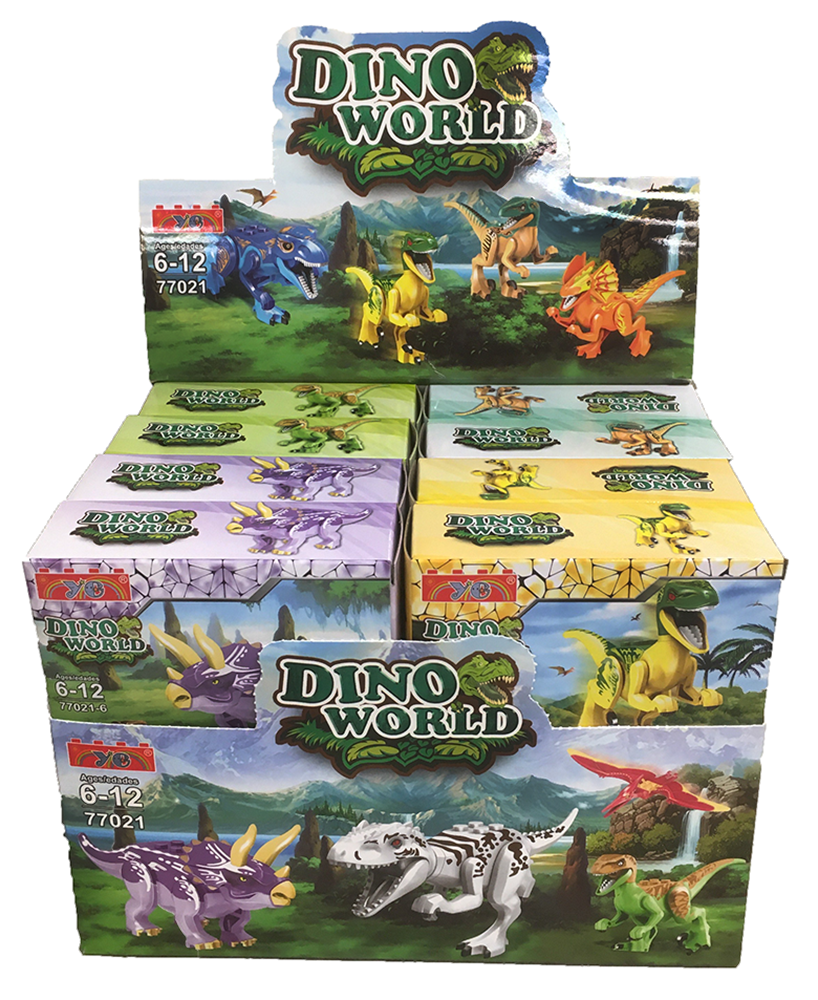 Dinosaur Brick Kits Display Box (16 kits, x2 of each): Display of 16 Assorted