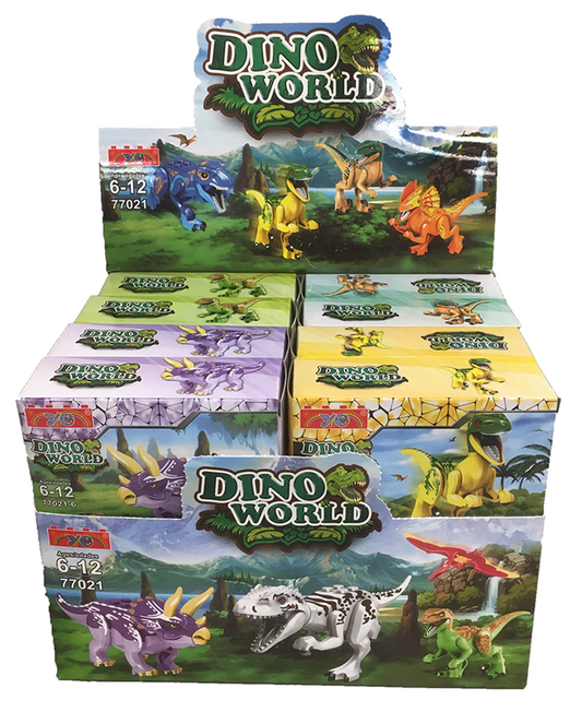 Dinosaur Brick Kits Display Box (16 kits, x2 of each): Display of 16 Assorted