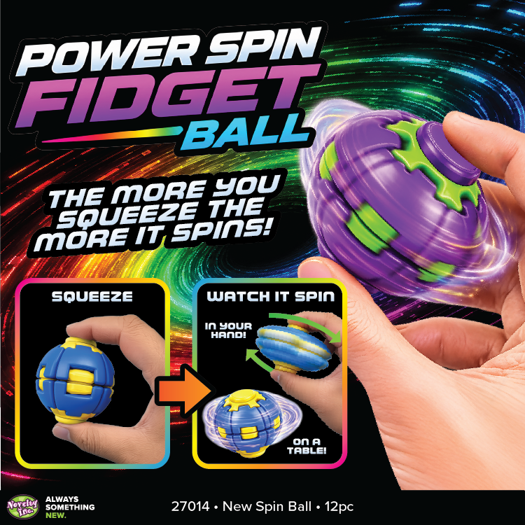Power Spin Squeeze Fidget Ball Toy Variety - 12/Display: Wholesale Price