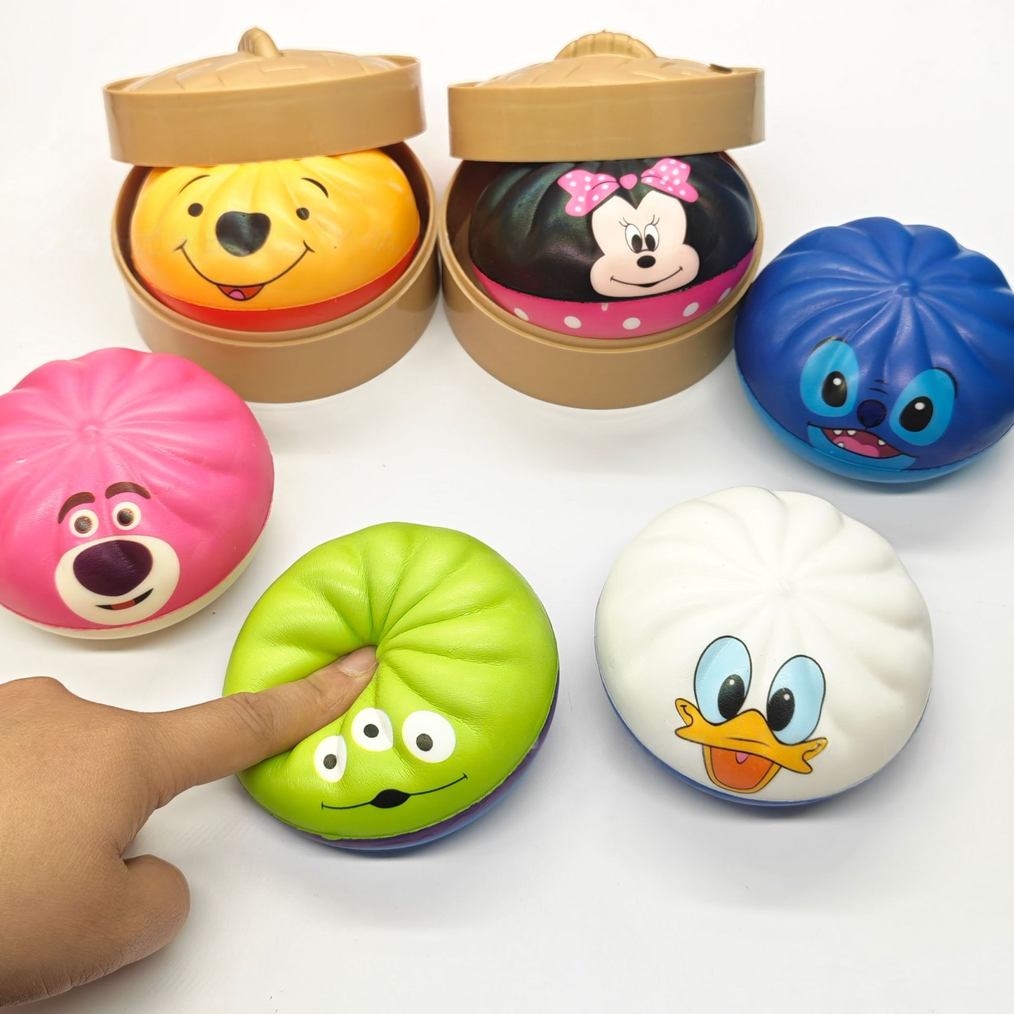 Cartoon Mystery Squishy Dumpling Realistic Steamed Bun Stress Relief Squeeze Toy: Cartoon with steamer / 1 pc(shipped at random)