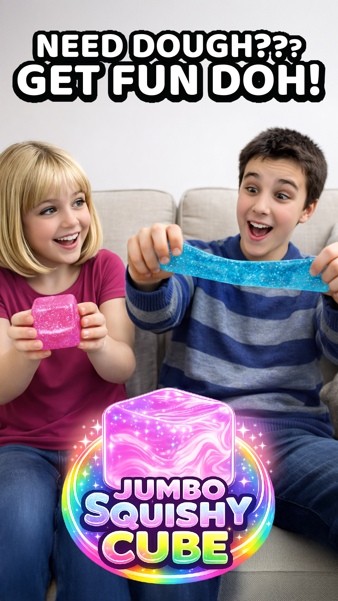 Fun Doh JUMBO Squishy Cube Assortment - 6/Display: Wholesale Price