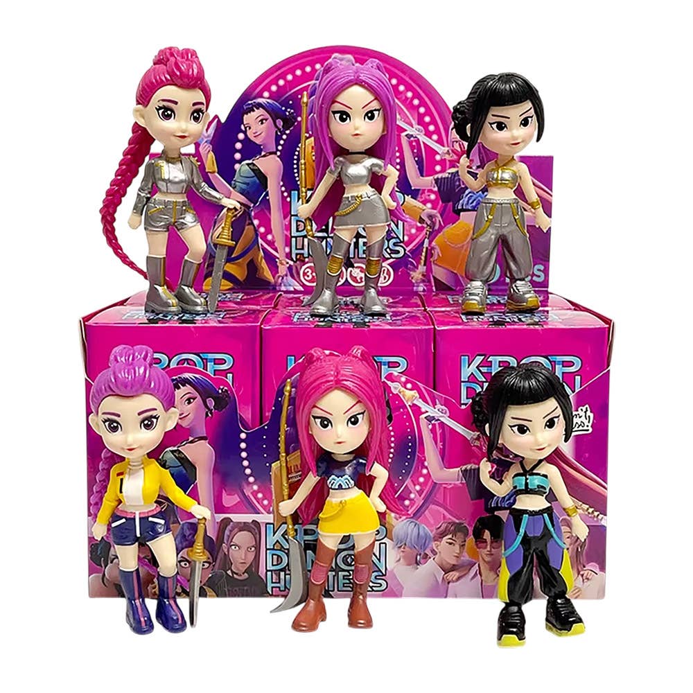 6PCS - Kpop Demon Hunters Huntrix Figure Keychain Blind Box Trading Card