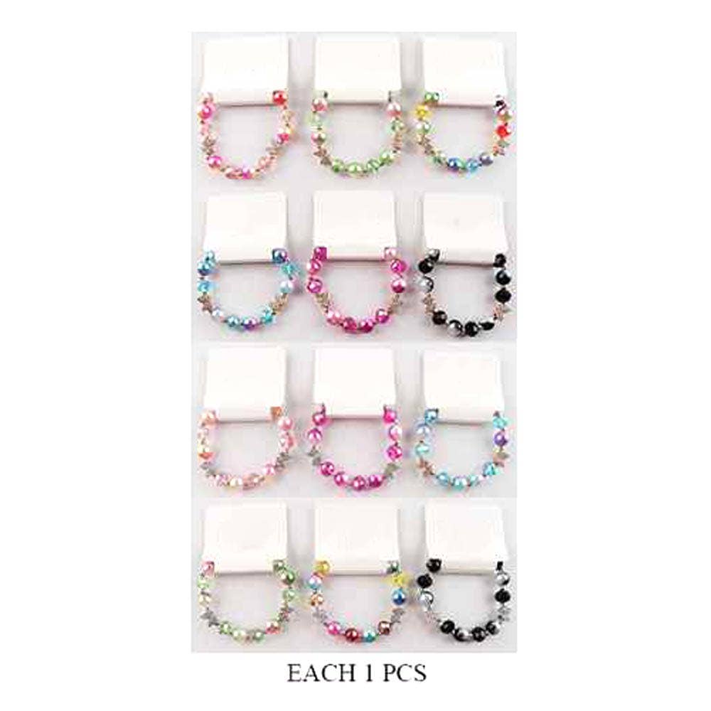 12PCS - Rhinestone Pave Butterfly Pearly Faceted Ball Beaded Stretch Bracelets