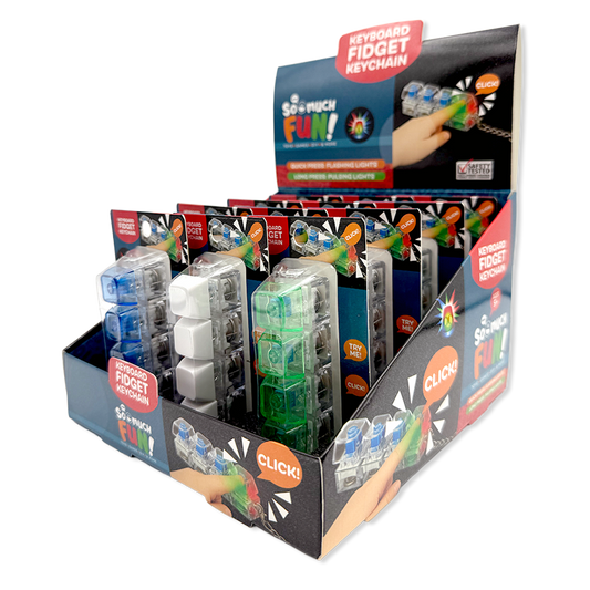 So Much Fun! Keyboard Fidget LED Keychain - 12/Display: Wholesale Price