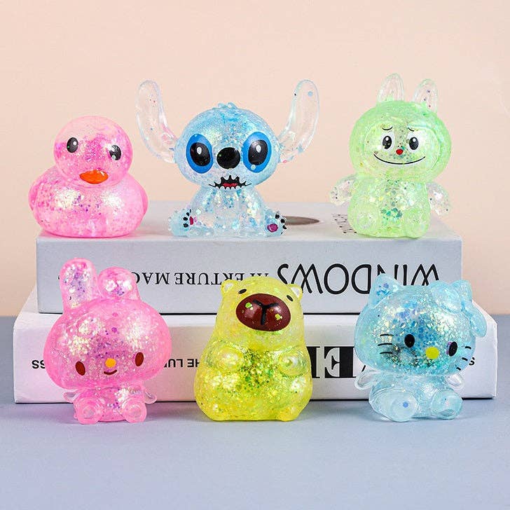 Glitter Cartoon Squishy Slow Rising Stress Relief Squeeze Toy: Stitch / 1 pc(shipped at random)