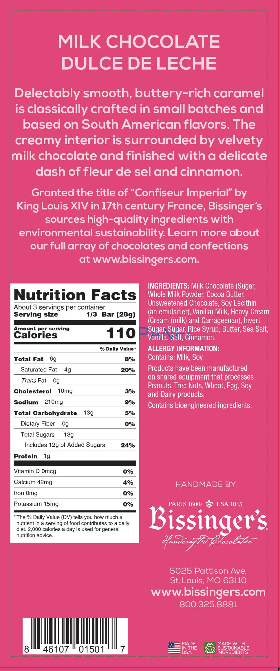 Bissinger's Milk Dulce de Leche Bar - 3 OZ