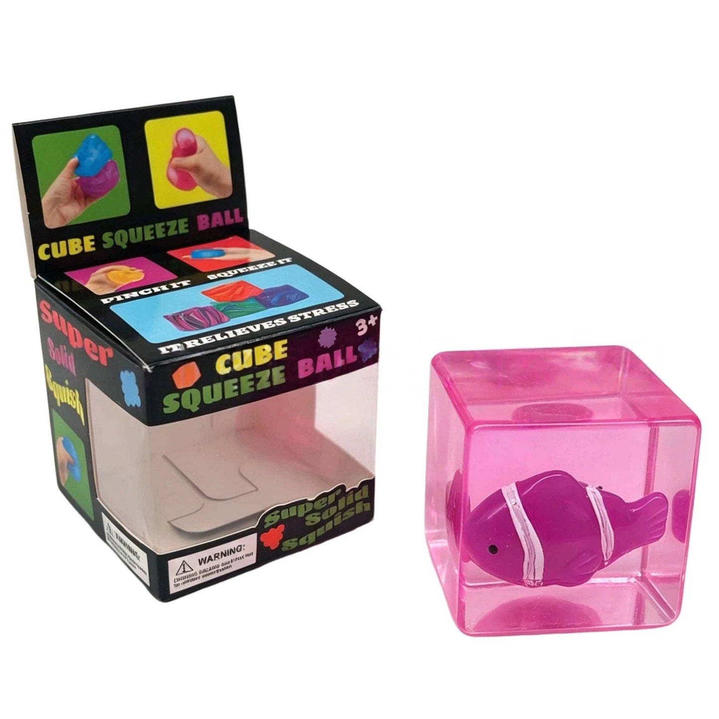 Glow-in-the-Dark Clownfish Ice Cube Squishy Slow Rising Stress Toy: Clear