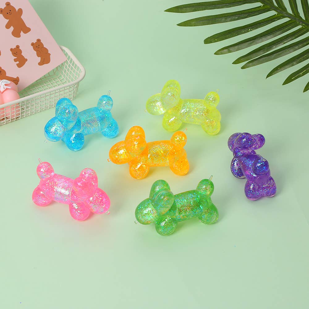 Balloon Dog Squishy Slow Rising Stress Relief Squeeze Toy: Purple glitter / 1 pc