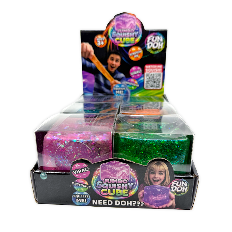Fun Doh JUMBO Squishy Cube Assortment - 6/Display: Wholesale Price