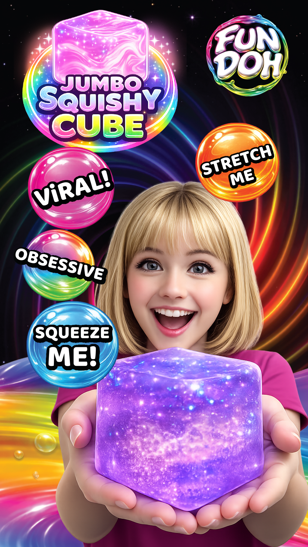 Fun Doh JUMBO Squishy Cube Assortment - 6/Display: Wholesale Price