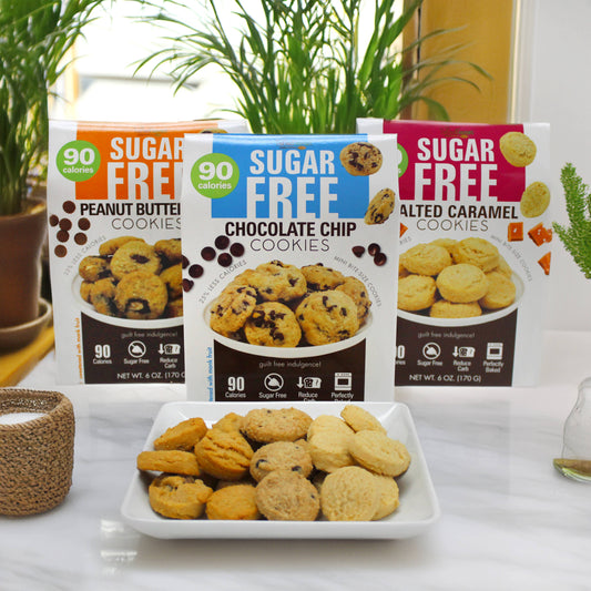 Sugar Free Cookies- Peanut Butter, Choc Chip, Salted Caramel: Assorted - 4 of Each