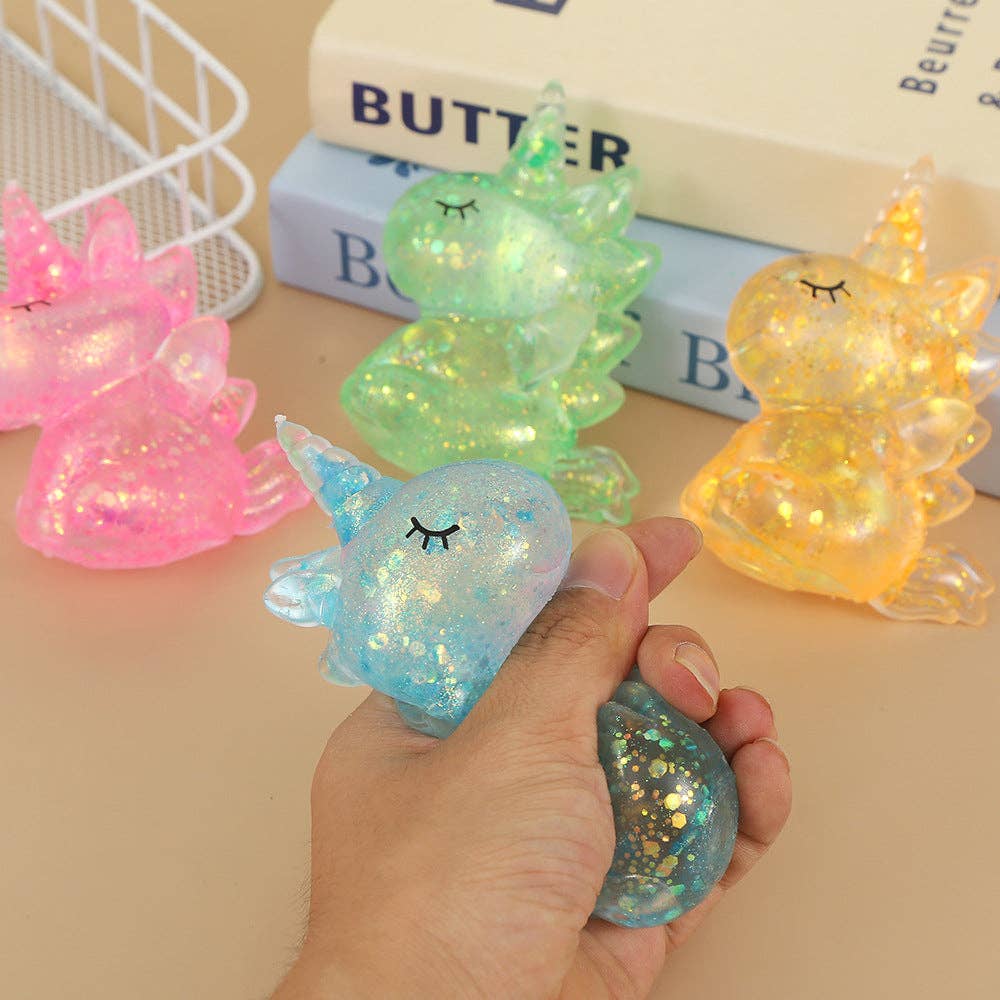Unicorn Squishy Stress Relief Toy Soft Squeeze Fidget Sensory Toy: Sparkling / 1 pc(shipped at random)