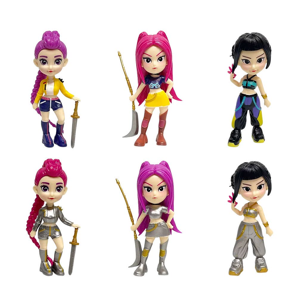 6PCS - Kpop Demon Hunters Huntrix Figure Keychain Blind Box Trading Card