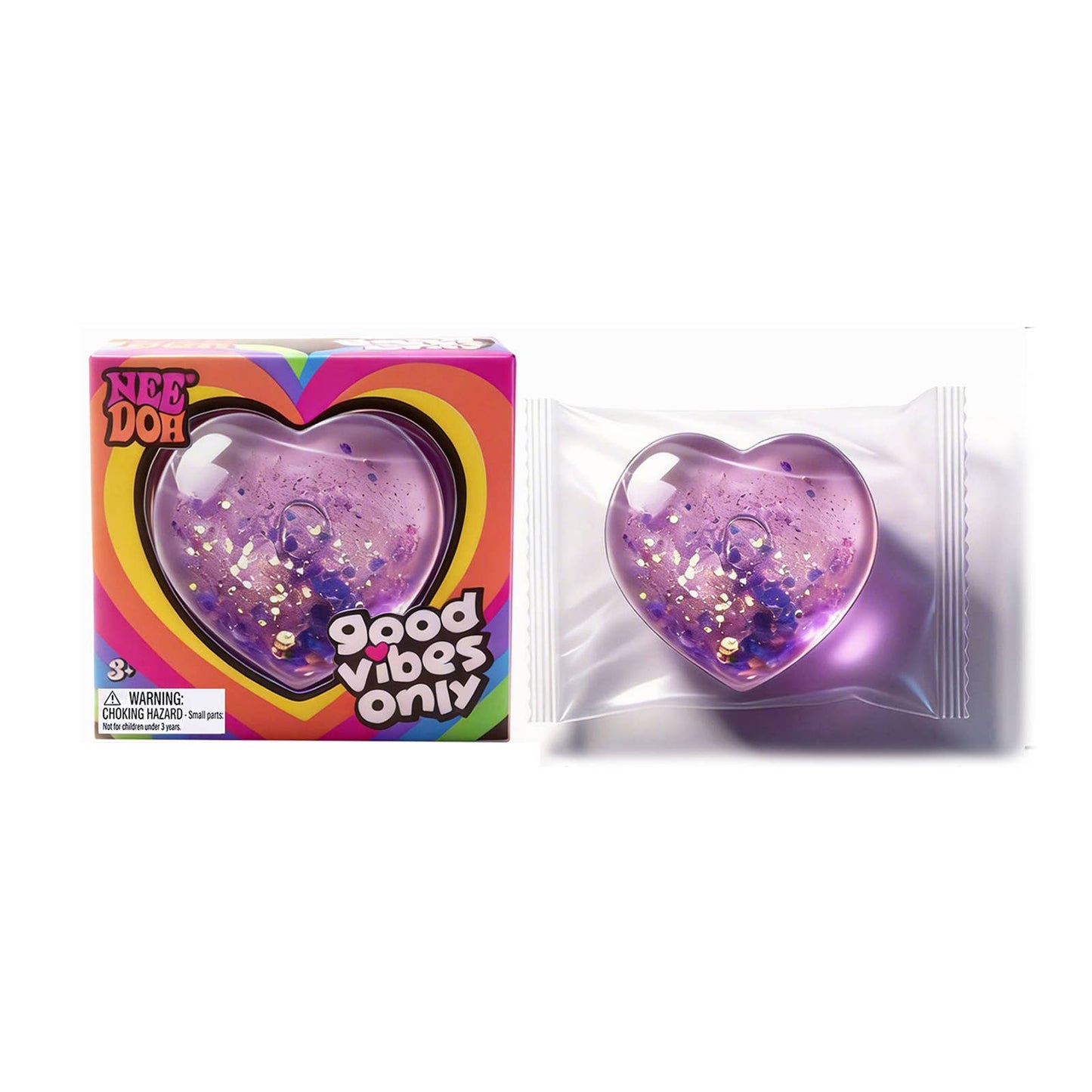 Glitter Heart Squish Stress Relief Fidget Toy: Purple / One Size