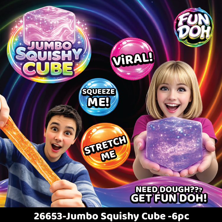 Fun Doh JUMBO Squishy Cube Assortment - 6/Display: Wholesale Price